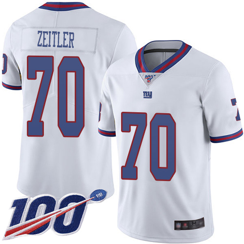Men New York Giants #70 Kevin Zeitler Limited White Rush Vapor Untouchable 100th Season Football NFL Jersey->youth nfl jersey->Youth Jersey